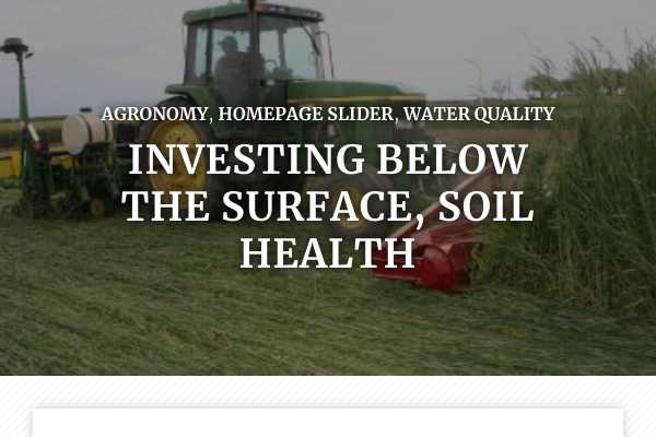 Investing below the surface, soil health
